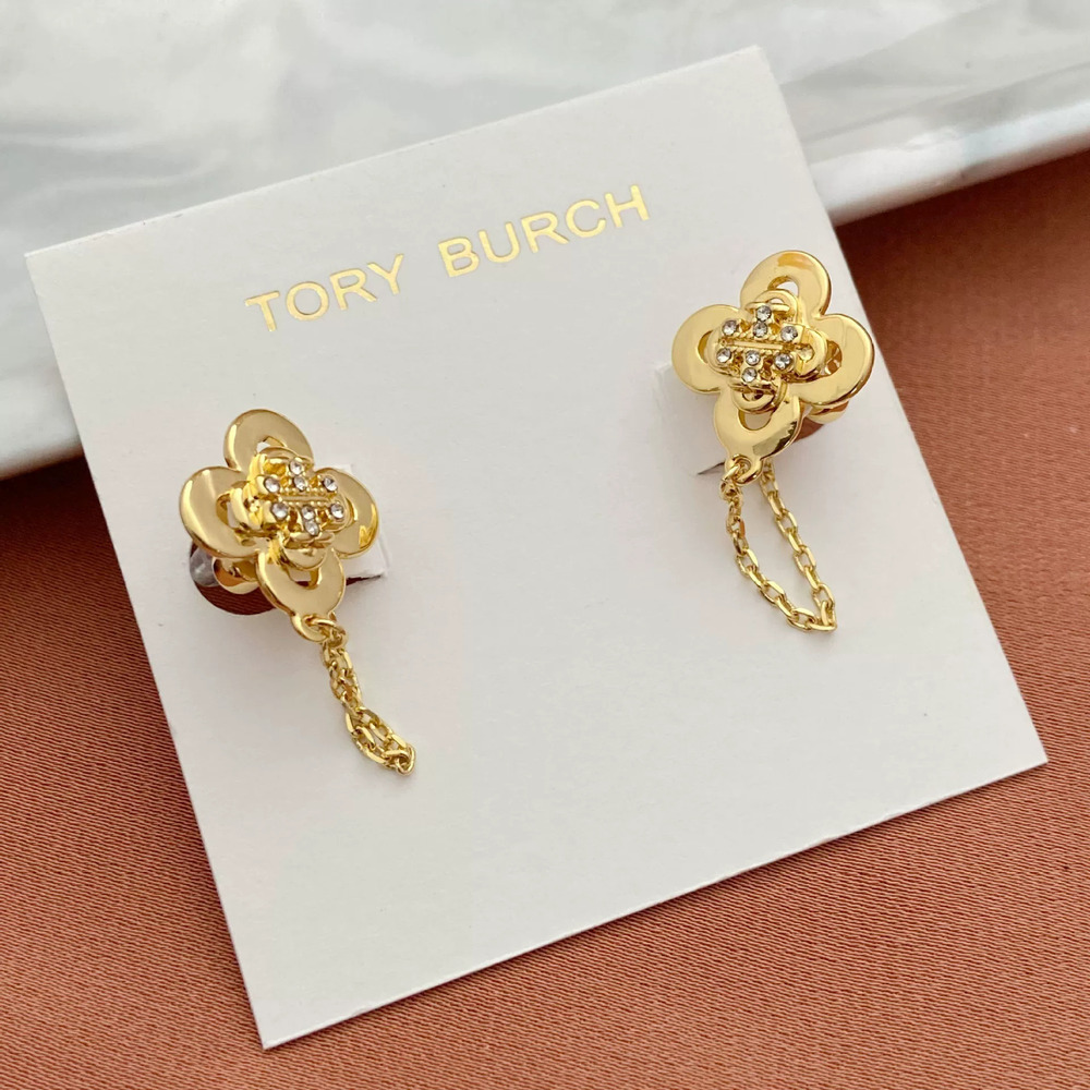Tory Burch Clover Chain Drop Earrings Metal